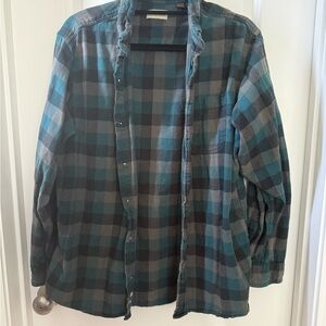 Plaid Flannel - Teal and Gray